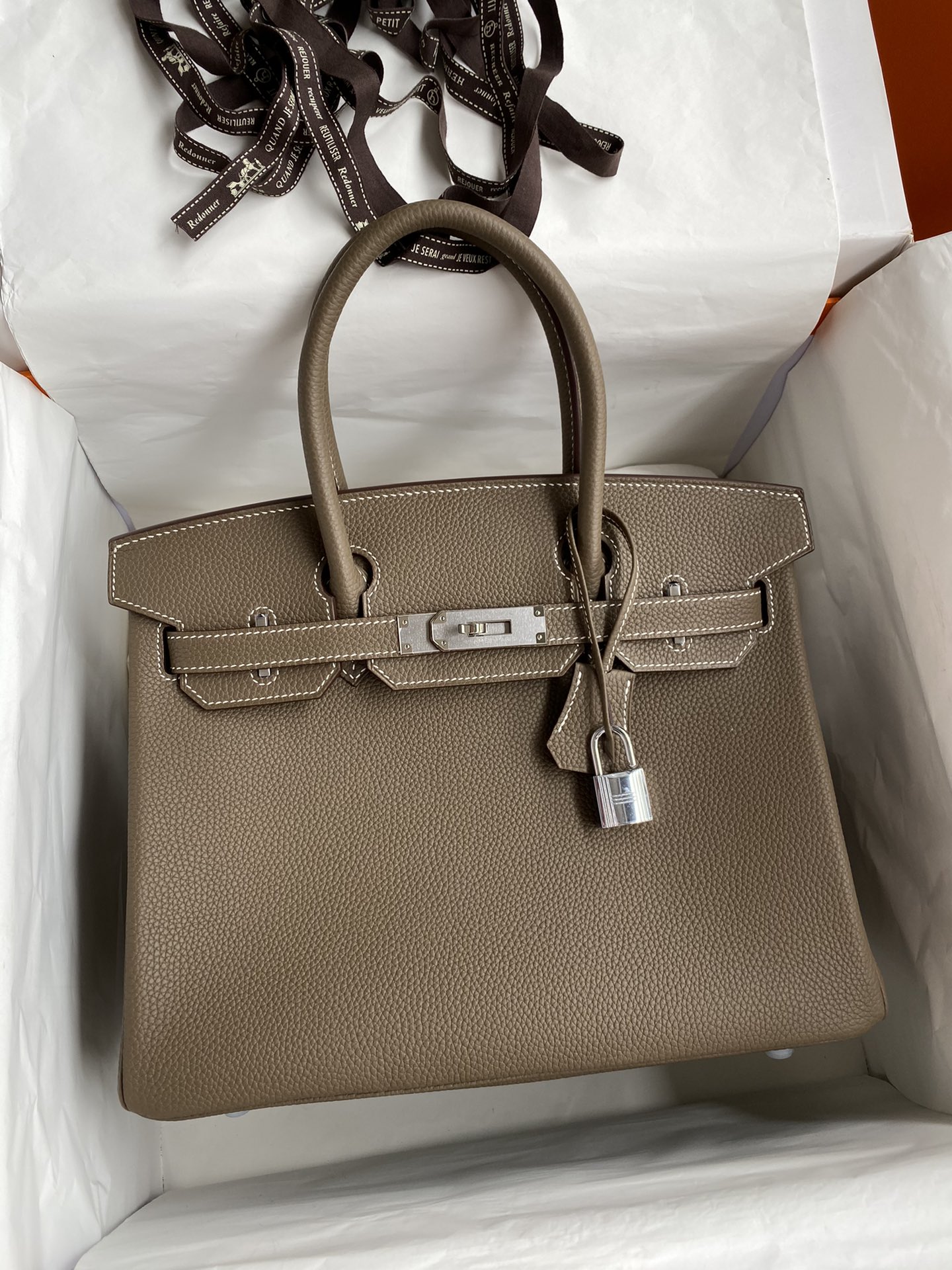 Hermes Birkin 30CM Togo Leather Handbag Etoupe